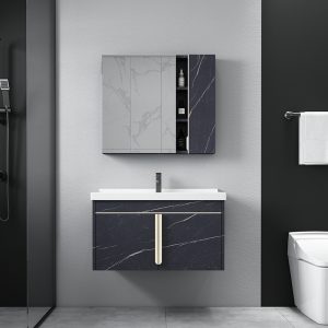 Modern 800mm Ceramic Wash Sink with Mirror Cupboard and Stainless Metal Rest room Self-importance