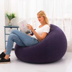 Flocked PVC Inflatable Lazy Couch Chair – Indoor and Outside Inflatable Sofa for Dwelling and Pool Use