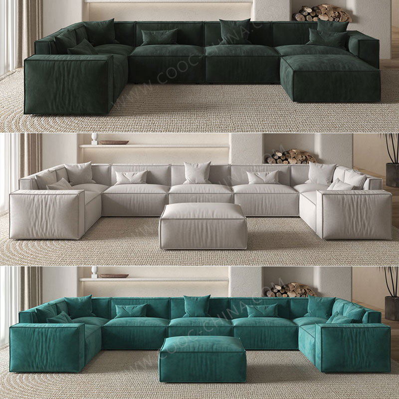 Giant U-Formed Velvet Modular Couch Set for Up to date Italian Dwelling Rooms