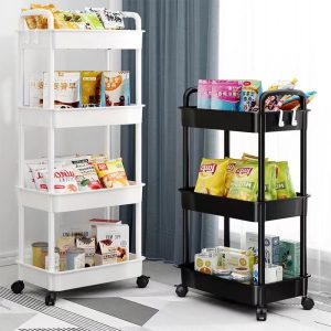 Transportable Multi-Tiered Trolley Rack for Kitchen, Toilet, Bed room, and Dwelling Room Storage